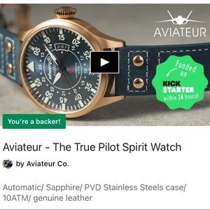 Kickstarter Aviateur by Infantry watch, rose gold with navy blue & black straps